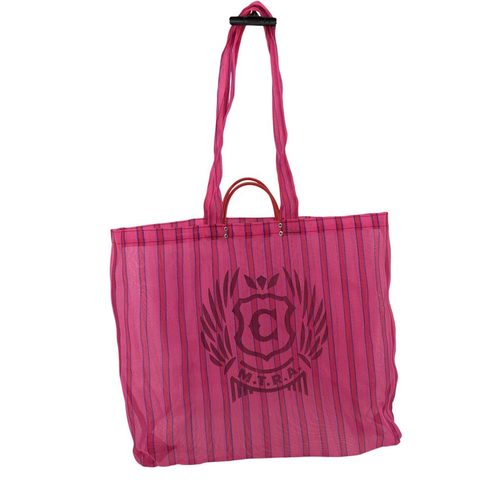 Consuela Jumbo Pink Striped Mesh Grab N Go Tote Beach Shopping Market Bag